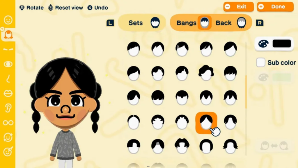 Pantalla de creación de Mii en Tomodachi Life: Living the Dream
