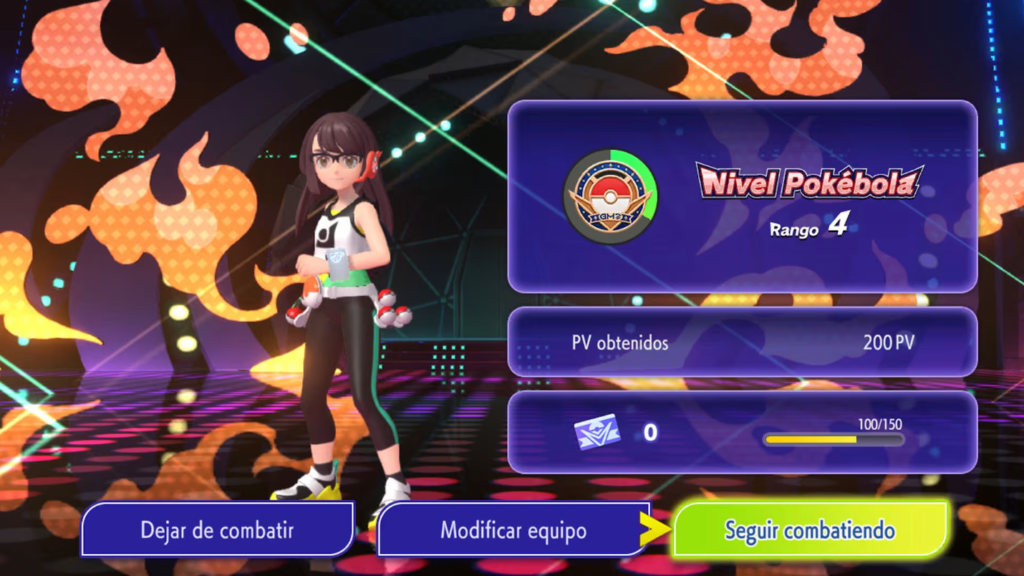 Captura de pantalla menú personaje en Pokémon Champions