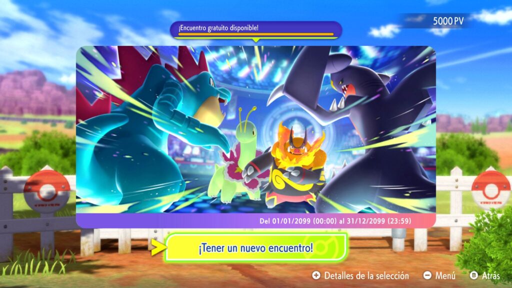 Ejemplo de encuentro gratuito en Pokémon Champions